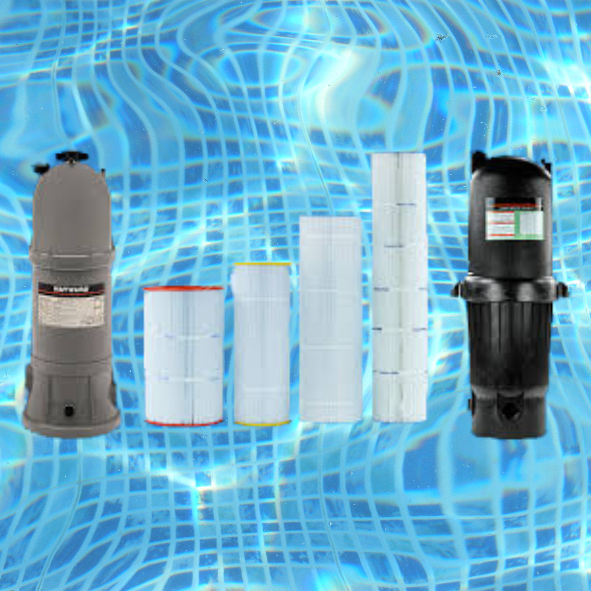 Pool filtration systems including cartridge, sand, and DE filters