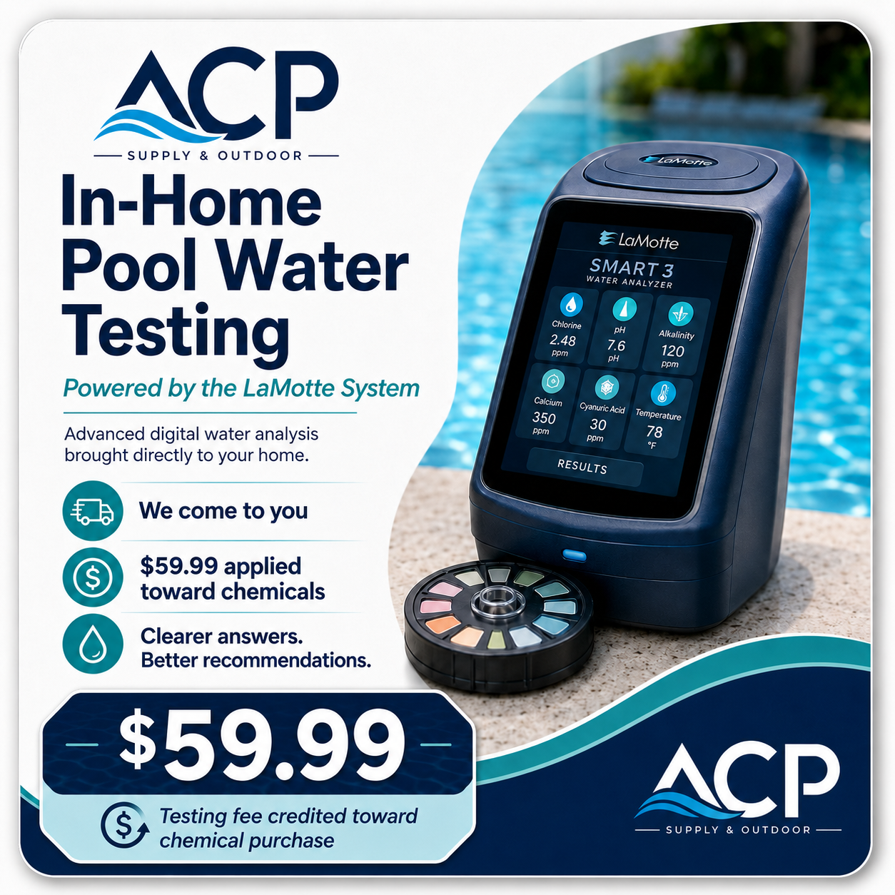 In-Home Pool Water Testing + Chemical Credit