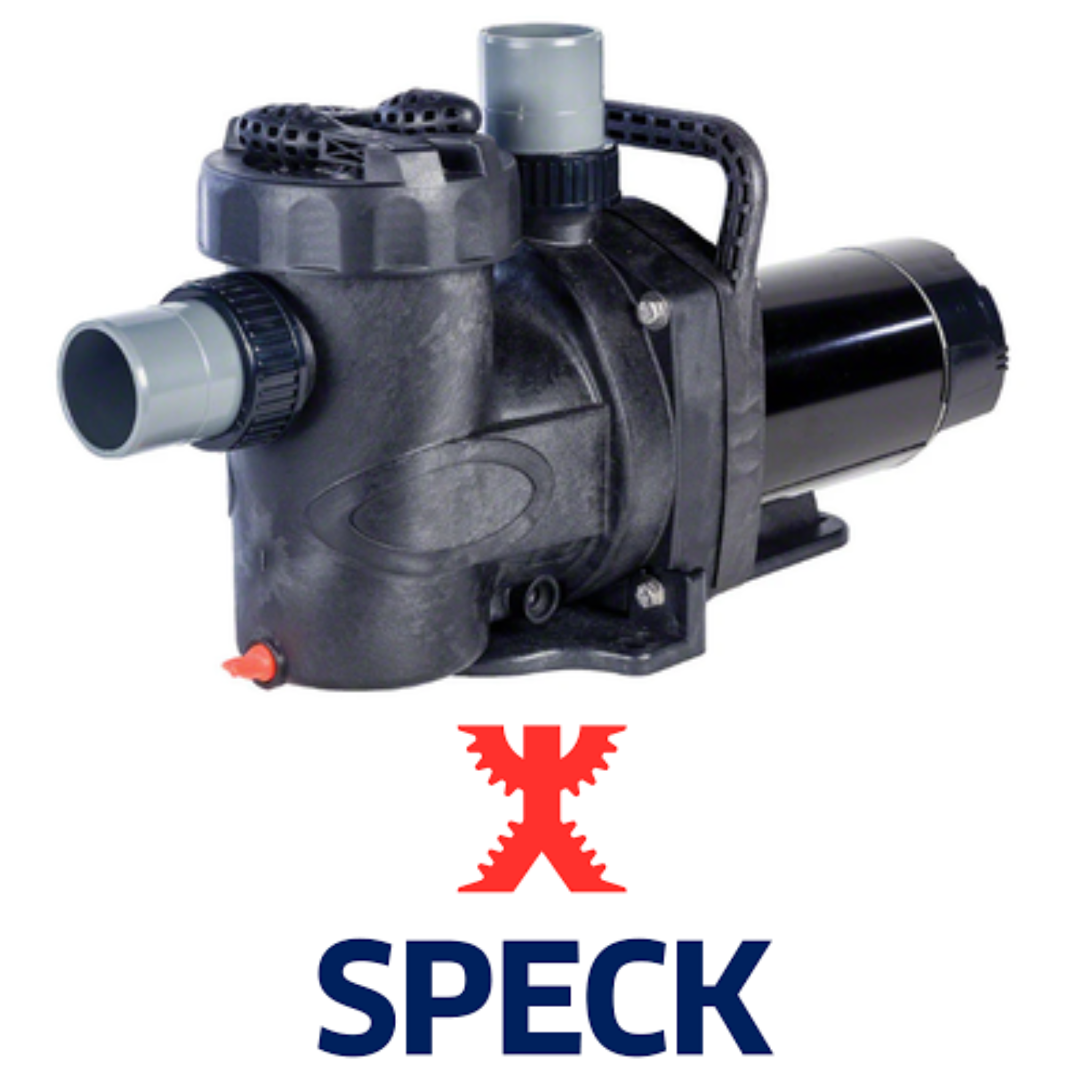 Side view of Speck Badu Pro-II pool pump showing durable construction and high-performance motor housing